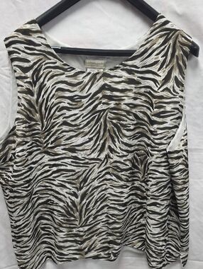 Coldwater Creek Olive Black and White Zebra-Print Sleeveless Camisole